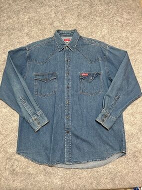 Vintage Dickies Blue Denim Button Up Western Shirt